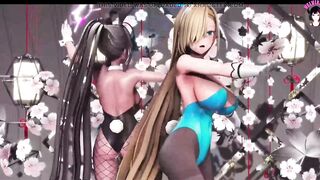 Karin x Asuna - Sexy Dance In Bunny Suit + Gradual Undressing (3D HENTAI) - 6 image