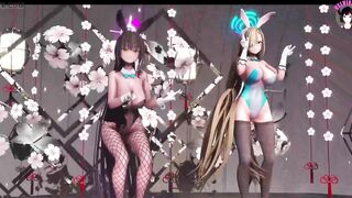 Karin x Asuna - Sexy Dance In Bunny Suit + Gradual Undressing (3D HENTAI) - 8 image