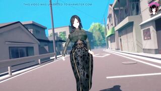 Tomoe - Sexy MILF In Tight Dress Dancing + Gradual Undressing (3D HENTAI) - 7 image