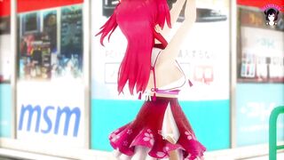 Megu Megu - Sexy Dance + Public Gradual Undressing (3D HENTAI) - 4 image