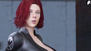 (4K) Scarlett Johansson finds herself in front of an erect penis and decides to masturbate it to make him cum | Hentai 3D - 2 image