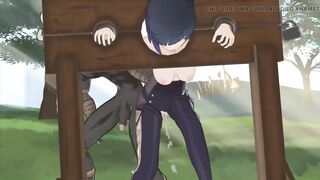 A Hilichurl Stumbles Upon Yelan Trapped in a Pillory With Her Tits Out and Plays With Her Wet Pussy - 6 image