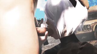 2B Takes a Big Mouthful of Cock - 4 image