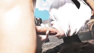 2B Takes a Big Mouthful of Cock - 9 image
