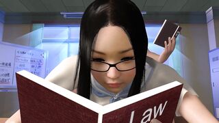 Asian Girl Studying on top of her friend : 3D Hentai - 2 image
