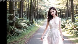 Naked Big Tits Asian walking in the forest (with pussy masturbation ASMR sound!) Uncensored Hentai - 7 image