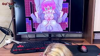 Nerd played a hentai game and dreamed that a girl would suck him off in real life when suddenly a miracle happened! AnnyCandy Painboy - 1 image