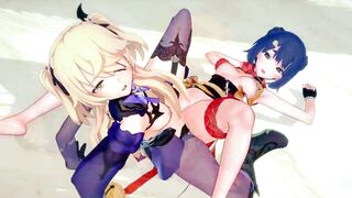 Genshin Impact - Xiangling and Fischl Lesbian Sex [3D Hentai, 4K, 60FPS, Uncensored] - 10 image