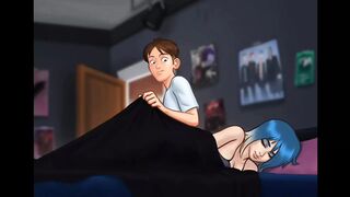 Seduce Girlfriend on his bedroom. Summertime saga Eve sex scene. - 1 image