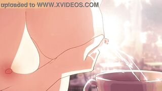 Squirting Milk, Lactating into a coffee cup Hentai Animation - 6 image