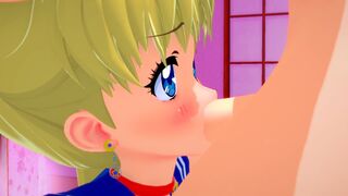 Horny Student Sailor Moon Passionately Sucks Dick l 3D SFM hentai uncensored - 1 image