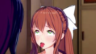 Yuri and Monika share a cock in the club! (POV) (3D Hentai) (Doki Doki Literature Club) - 1 image