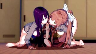 Yuri and Monika share a cock in the club! (POV) (3D Hentai) (Doki Doki Literature Club) - 2 image