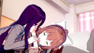 Yuri and Monika share a cock in the club! (POV) (3D Hentai) (Doki Doki Literature Club) - 4 image