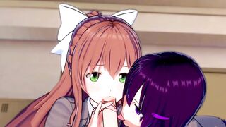 Yuri and Monika share a cock in the club! (POV) (3D Hentai) (Doki Doki Literature Club) - 7 image