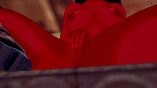 Meru the Succubus rubs and fingers her pussy. - 4 image