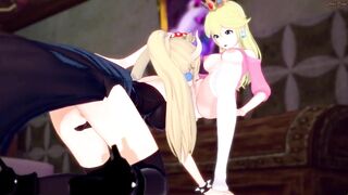 Bowsette licks Peach's pussy before tribbing. Lesbian Hentai - 4 image