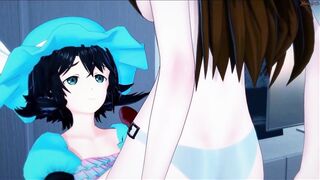 Kurisu Makise fucking Mayuri Shiina with a strapon. - 4 image