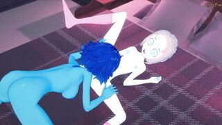 Crystal Gems Pearl and Lapis have lesbian sex on a bed - 6 image