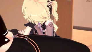 Fischl gives Aether a blowjob before 69. Genshin Impact - 4 image