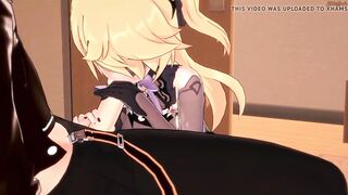 Fischl gives Aether a blowjob before 69. Genshin Impact - 5 image