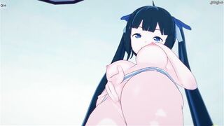 Hestia fingers her pussy until she orgasms - DanMachi Hentai - 4 image