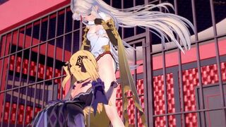 Ningguang is strapon fucked by Fischl. Genshin impact Hentai - 1 image