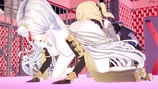 Ningguang is strapon fucked by Fischl. Genshin impact Hentai