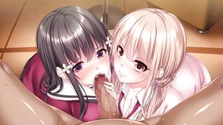 Double blowjob from hot beauties who love to suck cock and swallow cum Hentai Anime - 7 image