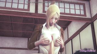 Attack on titans Hentai 3D - Annie Blowjob, Boobjob and Fucked in a tatami - 6 image