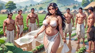 AI Generated Images of Horny Anime Indian women & Elves having fun & common bath - 1 image