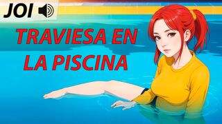 JOI hentai, naughty in the pool. Spanish voice. - 1 image