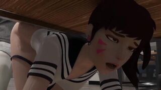 Overwatch Dva Schoolgirl Doggy Fucked While Under The Desk Blacked - 4 image