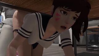 Overwatch Dva Schoolgirl Doggy Fucked While Under The Desk Blacked - 7 image