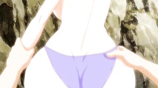 cute blonde girl on the beach hentai