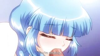 Busty hentai school girl gives a boobjob in the grass near school - 10 image