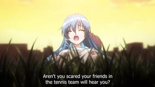 Busty hentai school girl gives a boobjob in the grass near school - 4 image