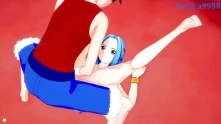 Nami (long hair) and Nefertari Vivi and Monkey D. Luffy intense sex. - One Piece Hentai