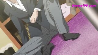 Secretary Brunette MILF Get Fucked With Blond Boy - Hentai - 2 image