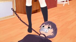 3D Hentai: Femdom anime girl cuckold her boyfriend and turns him into a toilet - 3 image