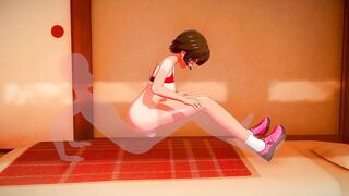 Mio Katou masturbates, squirts and gets creampied - 3D Hentai