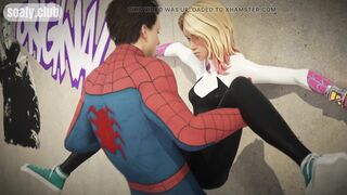 Spiderman hung fan girl on the roof of the building and licked her pussy POV - 6 image