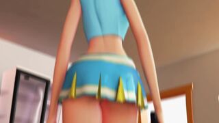 3DGSPOT - Horny Cheerleader Masturbates Her Tiny Pussy And Gets Two Orgams! 3D ANIMATION! - 3 image