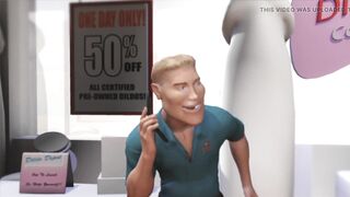 3DGSPOT - Blonde Teen Deepthroats And Gags A Huge Cock In A Dildo Shop! 3D ANIMATION! - 5 image
