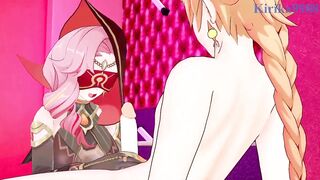 Babel and Charlotte and Aether intense sex. - Genshin Impact Hentai