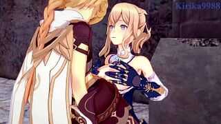Lumine and Jean Gunnhildr and Aether intense sex. - Genshin Impact Hentai - 1 image