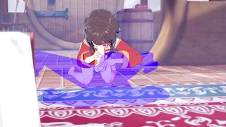 KonoSuba Hentai - Megumin blowjob and cum in her mouth - Japanese Asian Manga anime game porn - 3 image