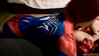Spider-woman zentai Mary Jane Watson XXX Parody cross the spider verse bukkake - Bella Hentaigirl - 3 image