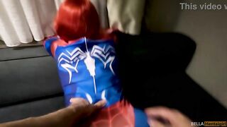 Spider-woman zentai Mary Jane Watson XXX Parody cross the spider verse bukkake - Bella Hentaigirl