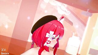 Honkai Impact Griseo Undress Dance Hentai Song Melancholic Sport Top Small Tits Girl MMD 3D Red Hair (CLIP) - 4 image
